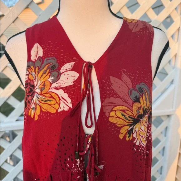 Free People Red Lovely day Floral Backless Dress - Picture 5 of 11